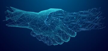 Digital,Partnership,Concept.,A,Man,And,An,Ai,Robot,Engaging